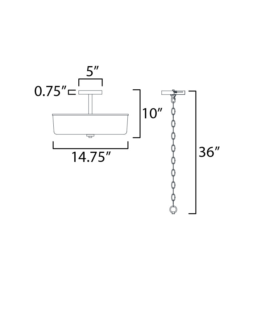 Fuller Semi Flush/Pendant Convertible dimensions diagram