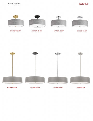 Everly 3 Light Semi-Flush Mount by Dainolite - view 20