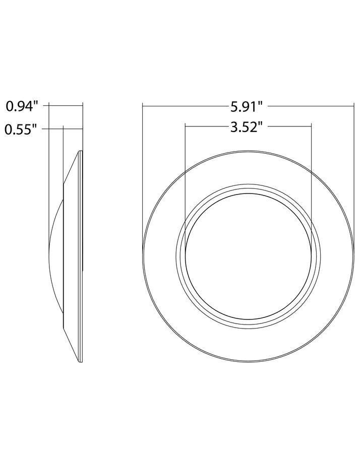 Diverse LED Flush Mount 3000K dimensions diagram