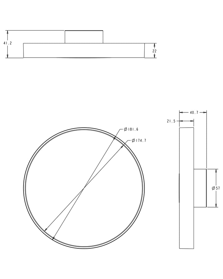 Trim RD LED Surface Mount 3-in-1 Dim dimensions diagram