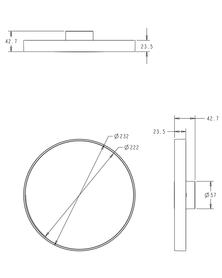 Trim RD LED Surface Mount 3-in-1 Dim dimensions diagram