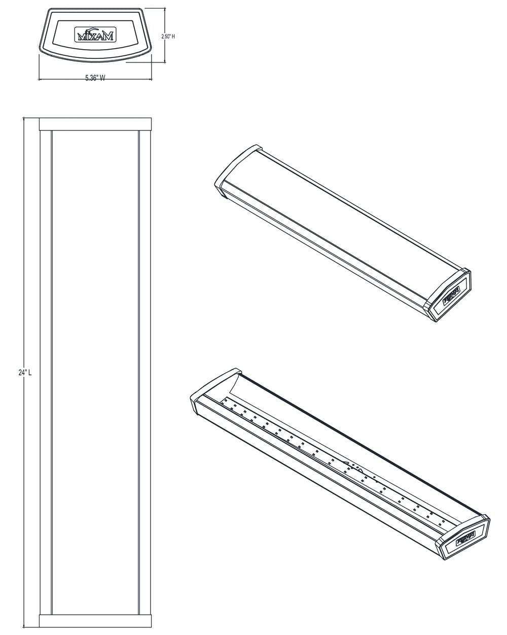 LED Wrap 24" Flush Mount 3000K dimensions diagram