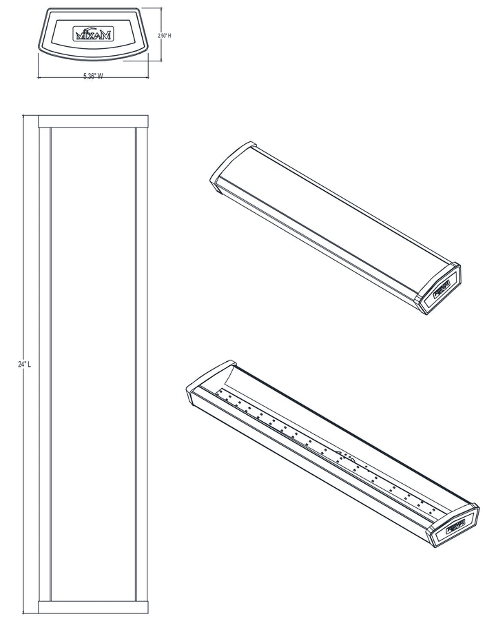 LED Wrap 24" Flush Mount 3000K dimensions diagram