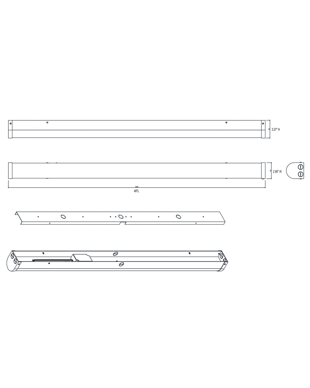 Workshop 48" Flush Mount 0-10V Dimming dimensions diagram