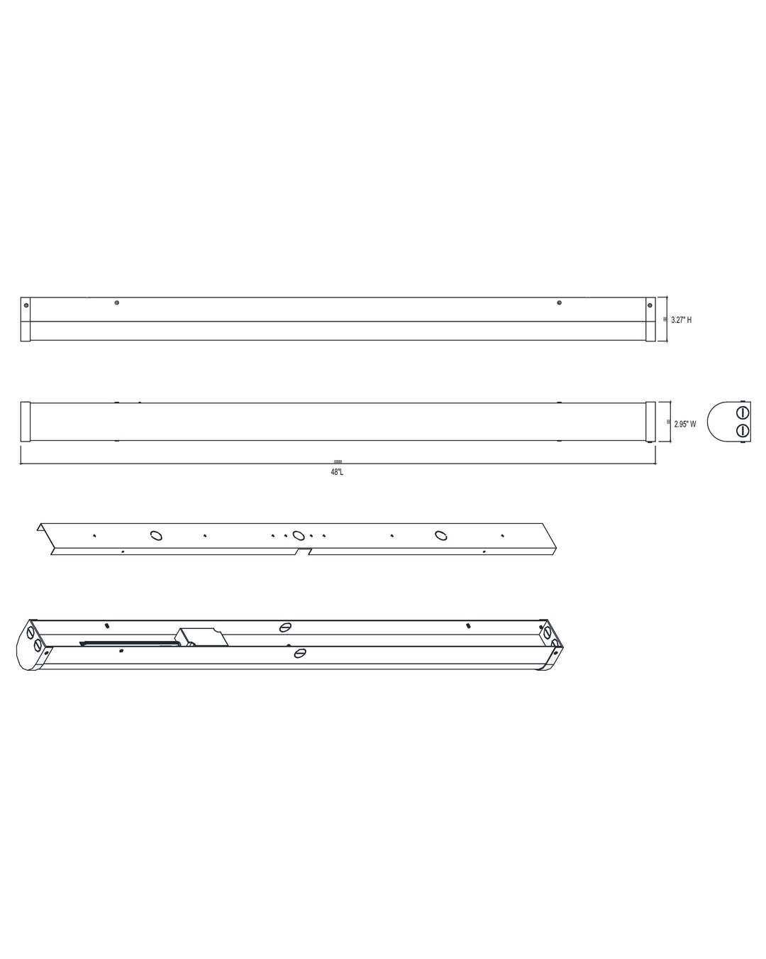 Workshop 48" Flush Mount w Motion Sensor 0-10V dimensions diagram
