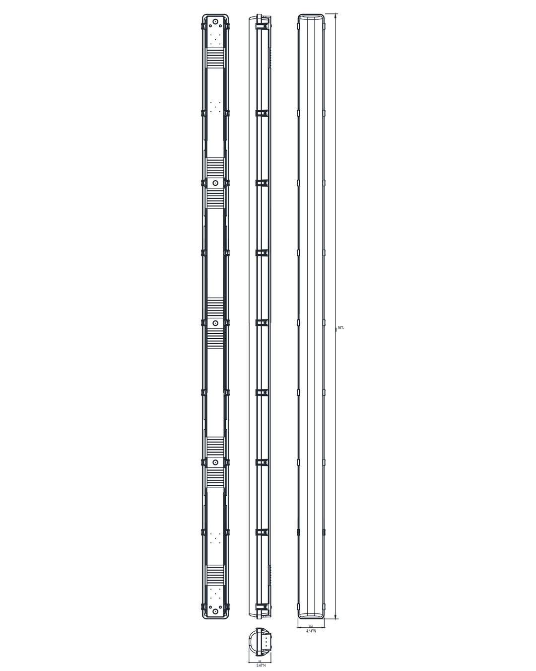 Vaportight Flush Mount dimensions diagram