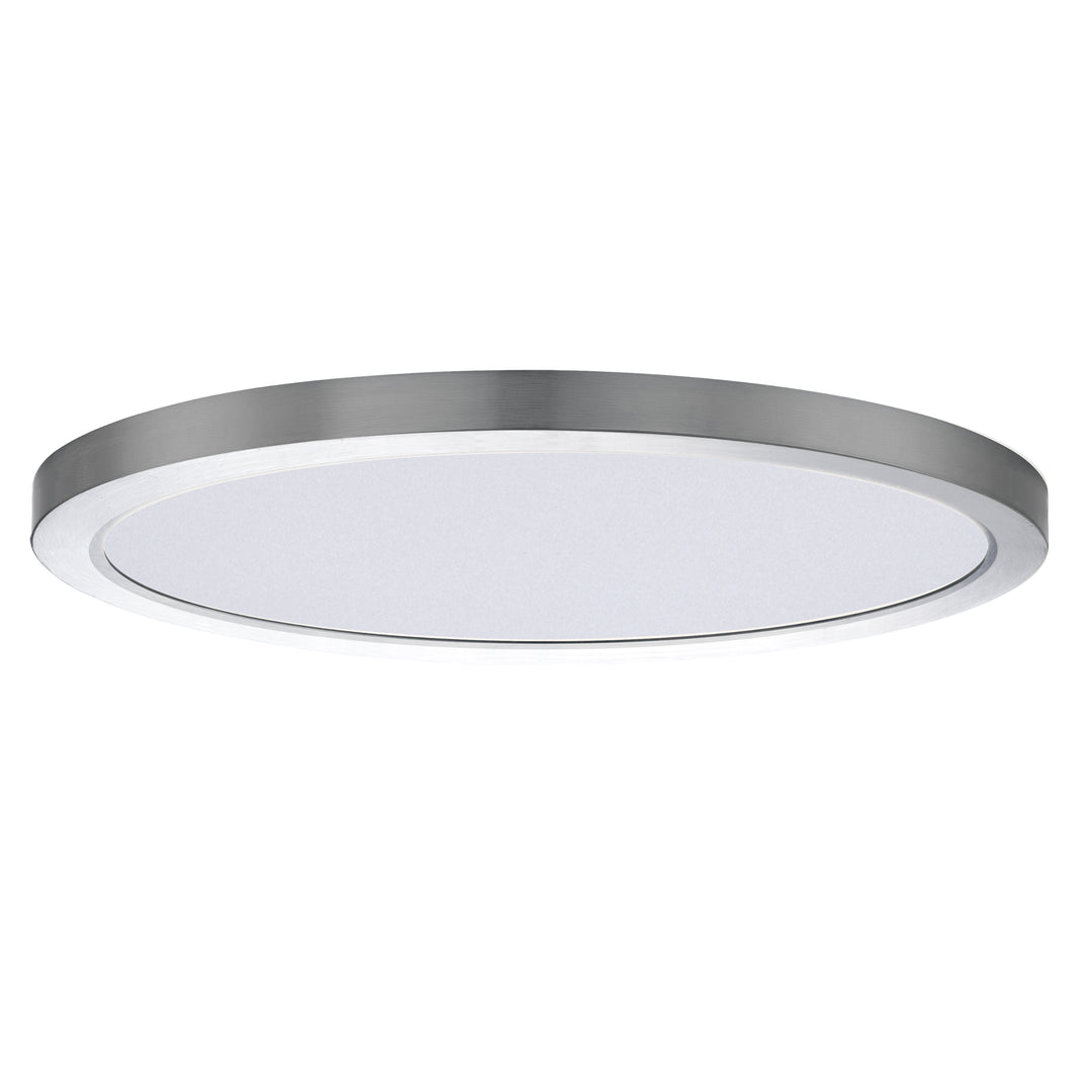 Chip 16" 32W RD LED Flush Mount - 5CCT White / Satin Nickel