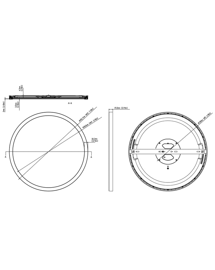 Chip 16" 32W RD LED Flush Mount - 5CCT dimensions diagram