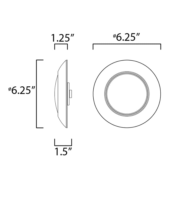 Diverse LED Flush Mount 2700K dimensions diagram