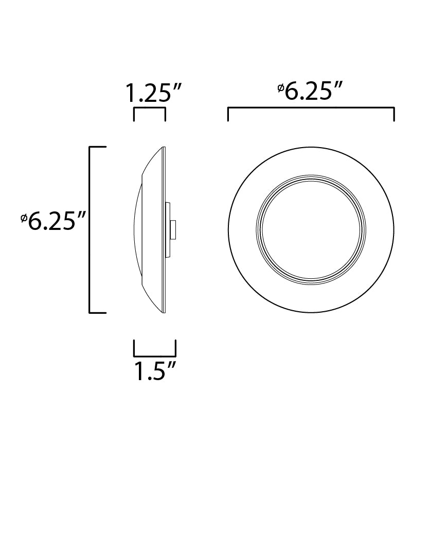 Diverse LED Flush Mount 3000K dimensions diagram