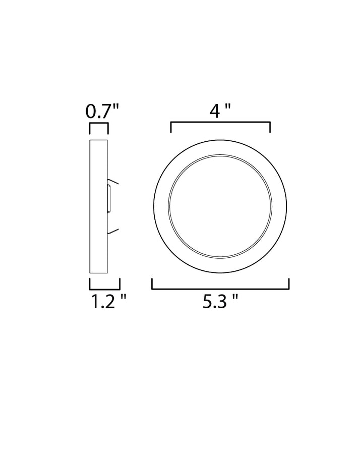 Chip 5" 12W RD LED Flush Mount dimensions diagram