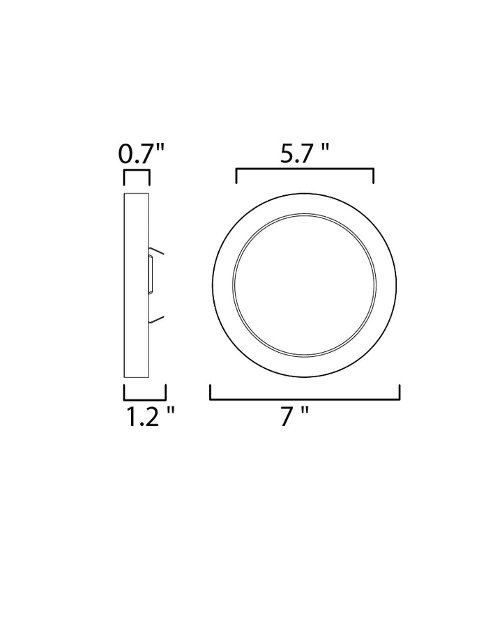 Chip 7" 15W RD LED Flush Mount dimensions diagram