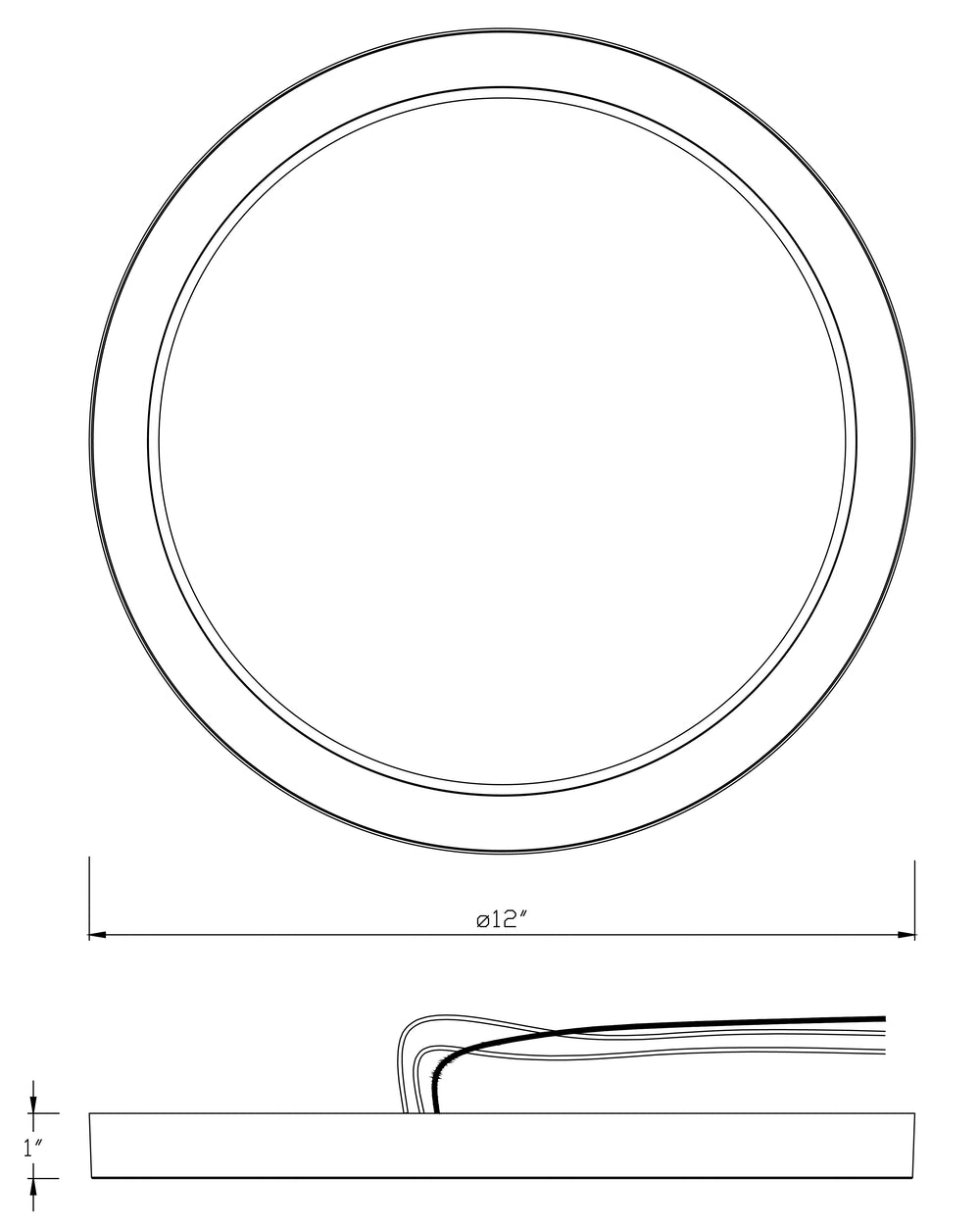 Chip 12" LED Flush Mount - 3000K dimensions diagram