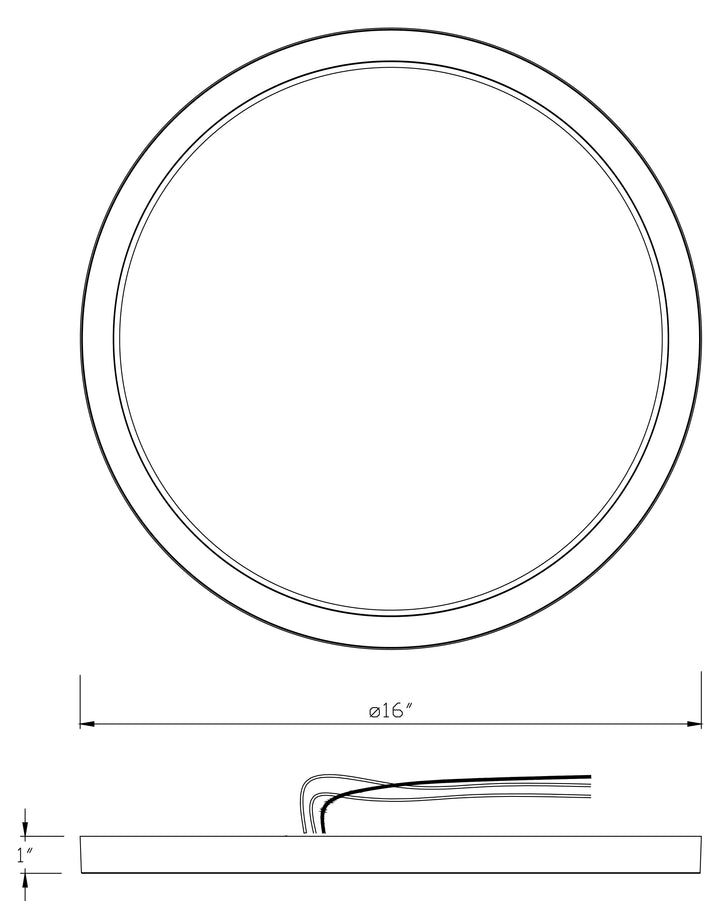 Chip 16" 32W RD LED Flush Mount dimensions diagram