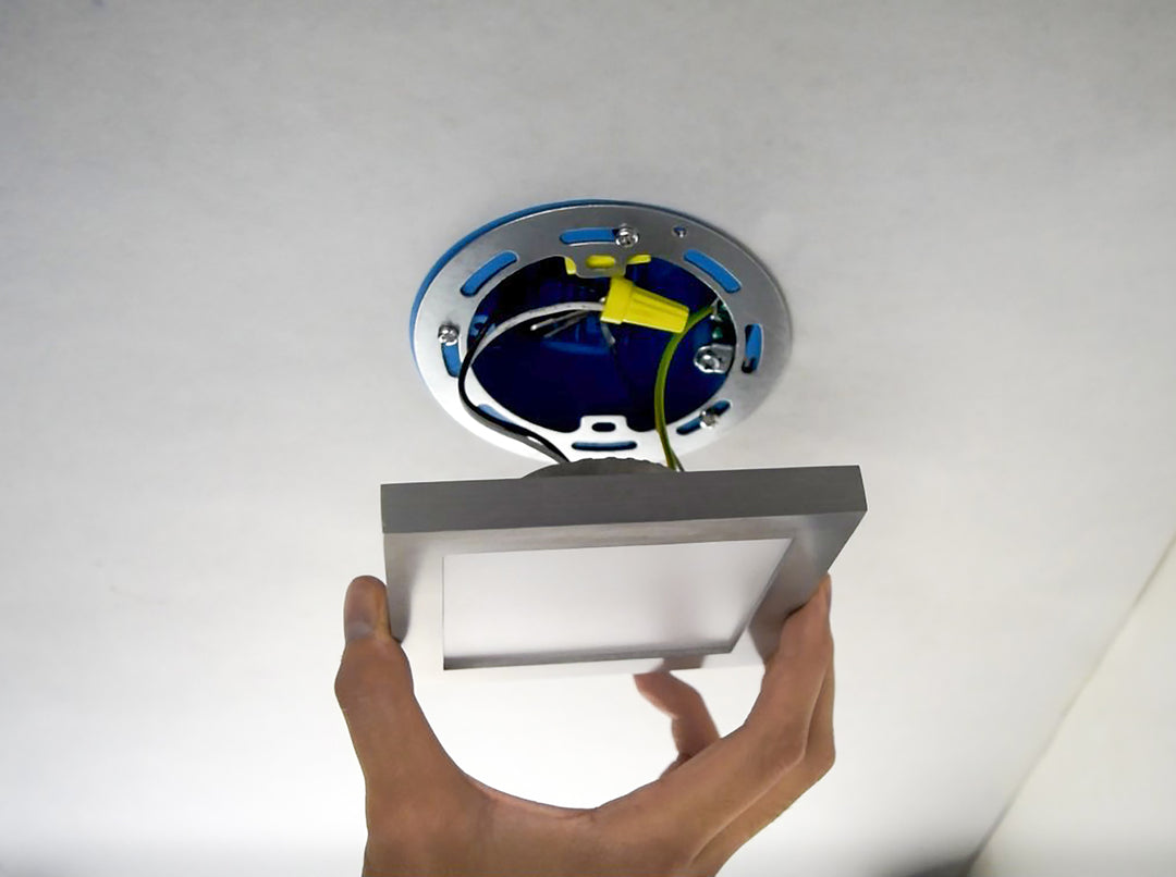 Wafer SQ LED Surface Mount White / Satin Nickel room setting