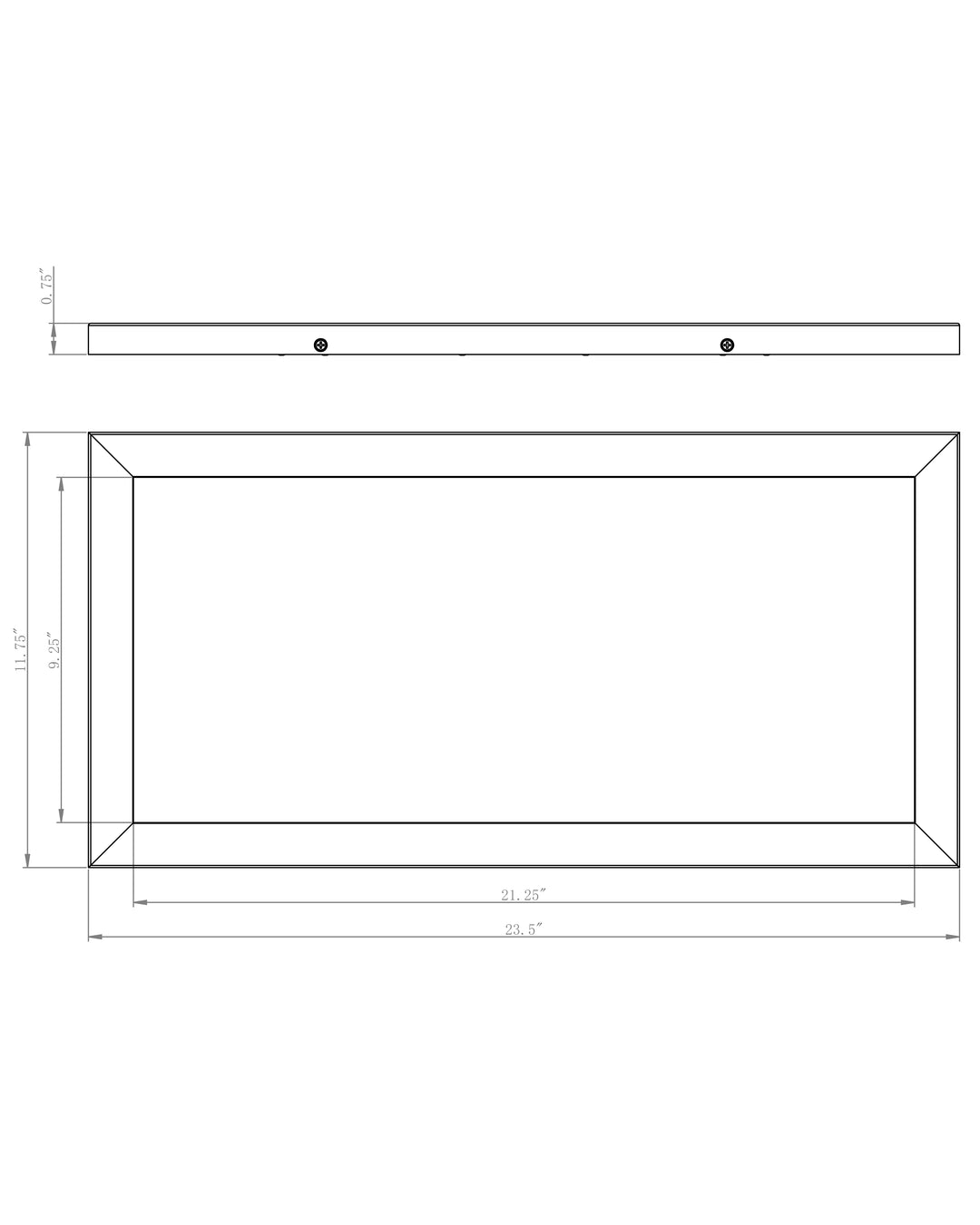 Sky 12"x24" LED Flush Mount 4000K dimensions diagram