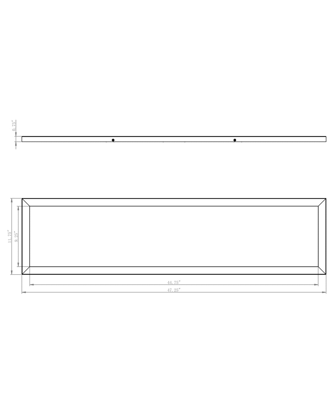 Sky 12"x48" LED Flush Mount 4000K dimensions diagram