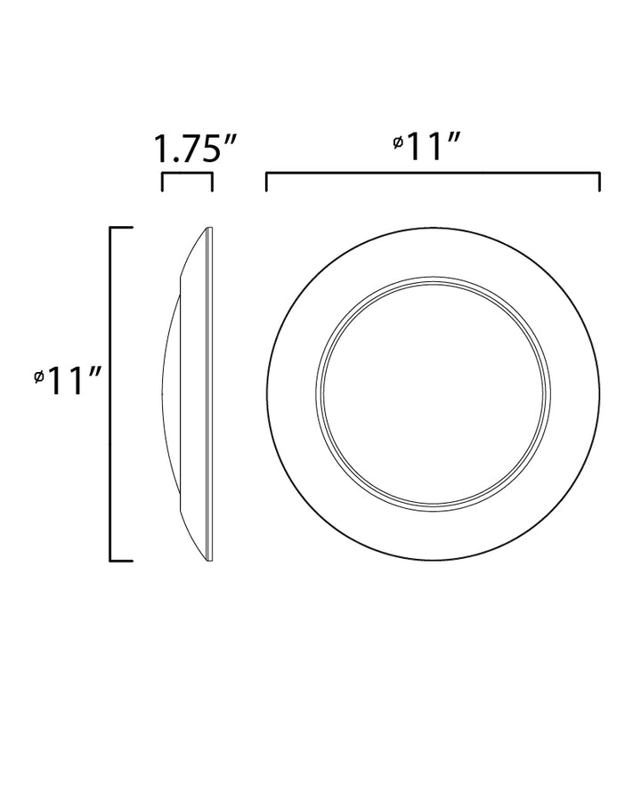 Diverse LED Flush Mount 2700K dimensions diagram