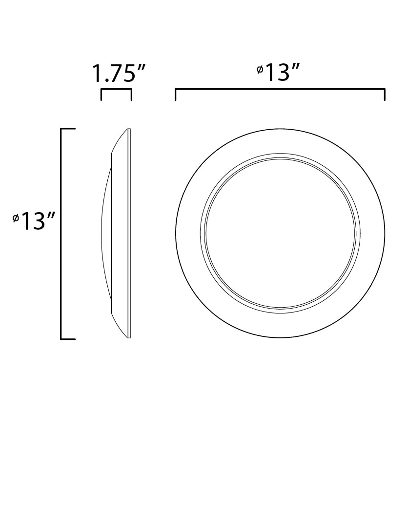 Diverse LED Flush Mount 2700K dimensions diagram