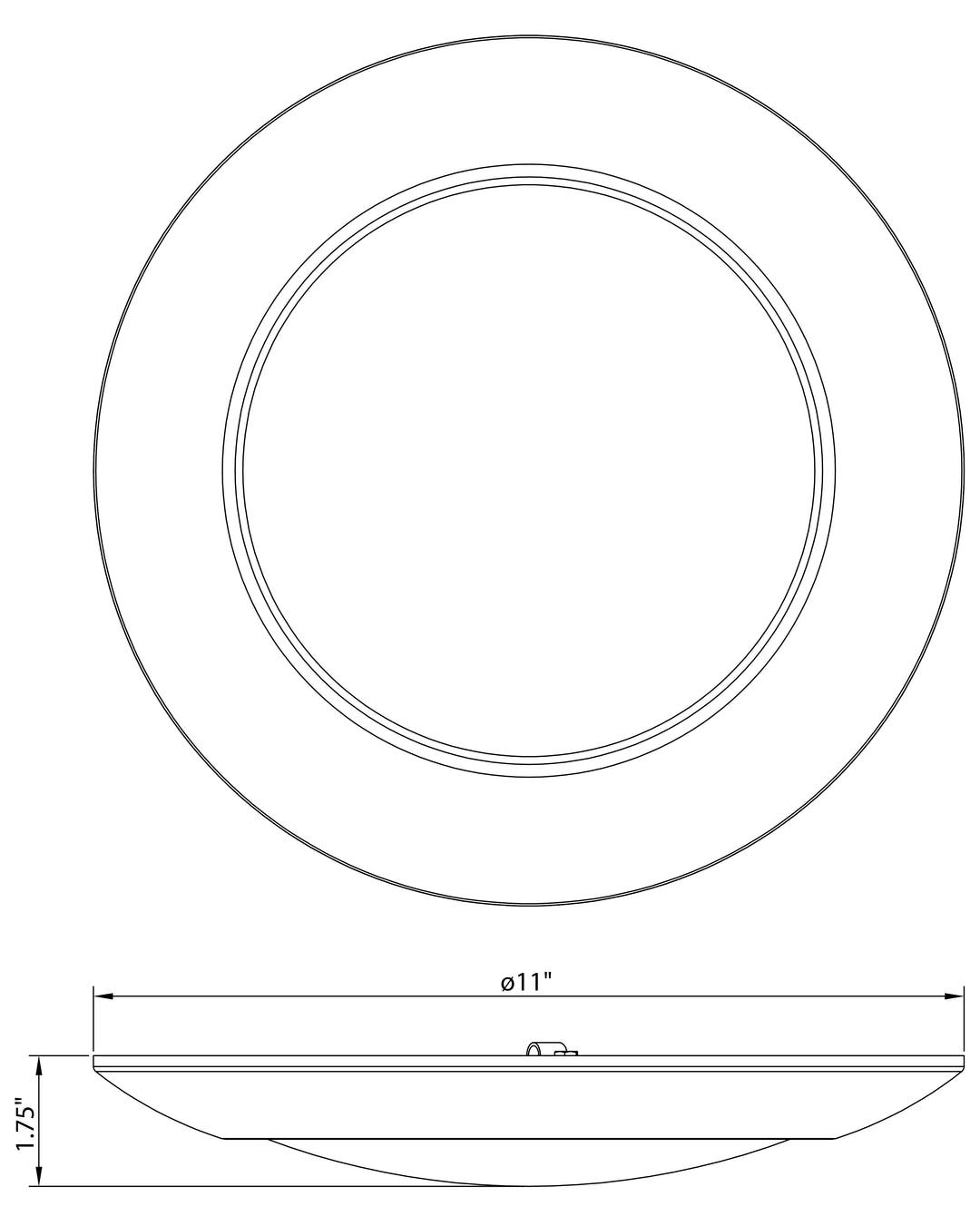 Diverse LED Flush Mount 5CCT dimensions diagram