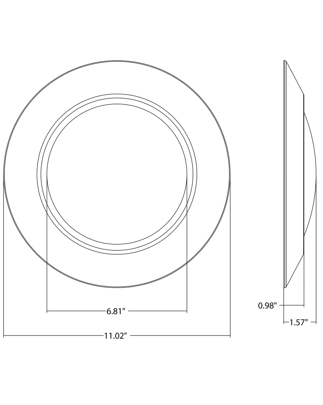 Diverse LED Flush Mount 3000K dimensions diagram