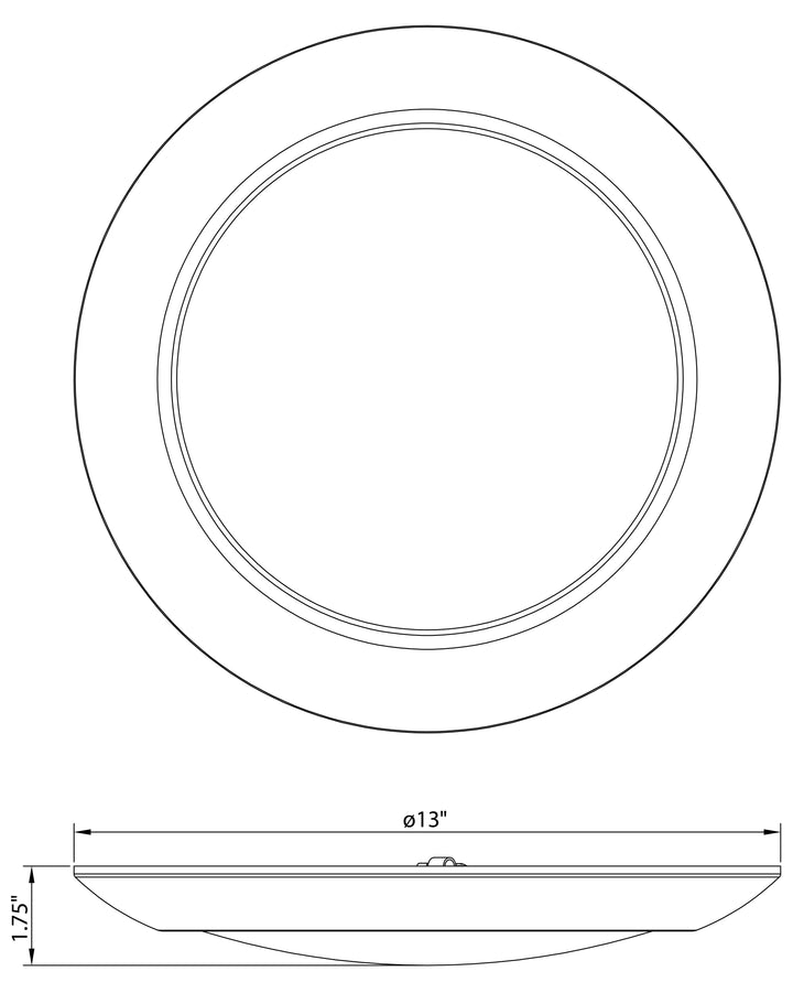 Diverse LED Flush Mount 3000K dimensions diagram