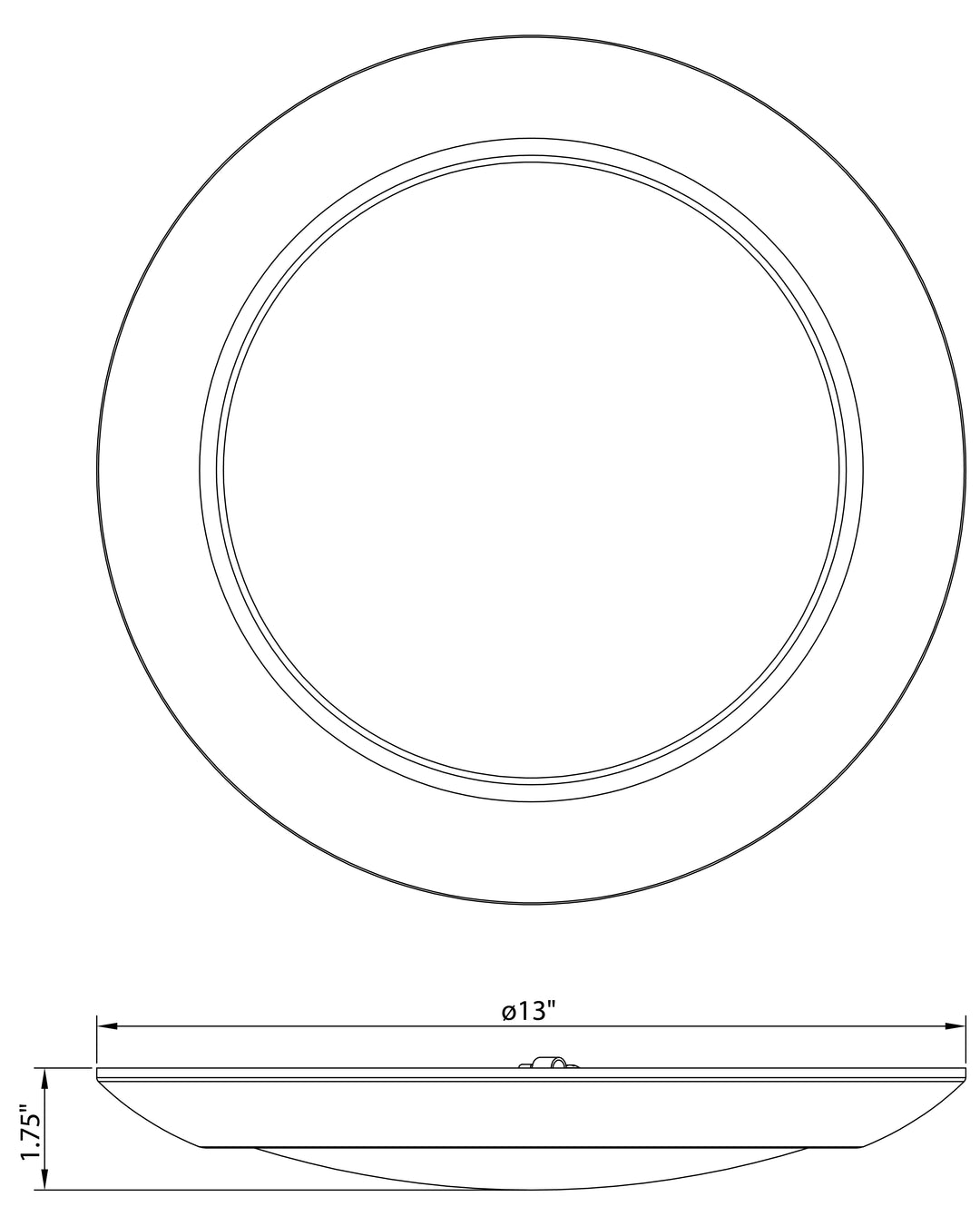 Diverse LED Flush Mount 5CCT dimensions diagram