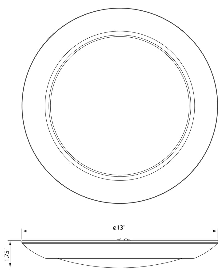 Diverse LED Flush Mount 5CCT dimensions diagram