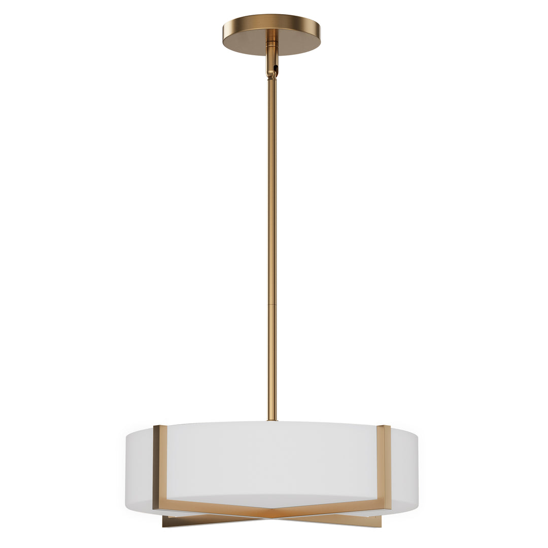 Dexter 15" LED Flush Mount/ Pendant Convertible White / Natural Aged Brass