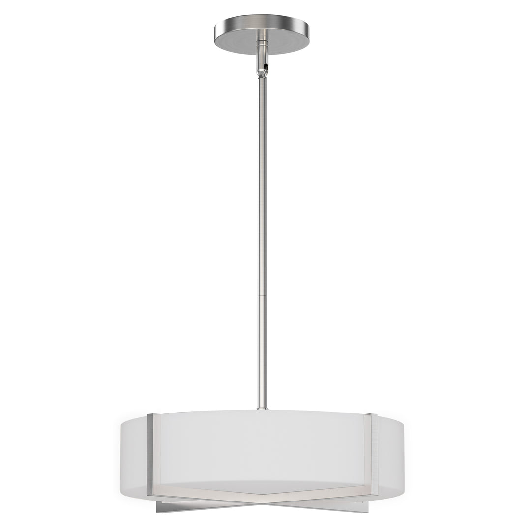 Dexter 15" LED Flush Mount/ Pendant Convertibie White / Satin Nickel