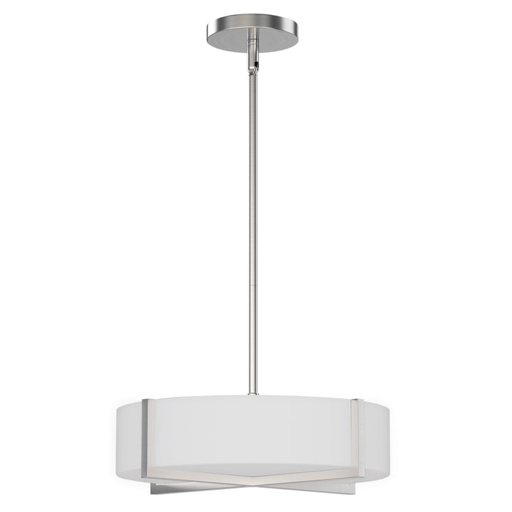 Dexter 15" LED Flush Mount/ Pendant Convertibie White / Satin Nickel