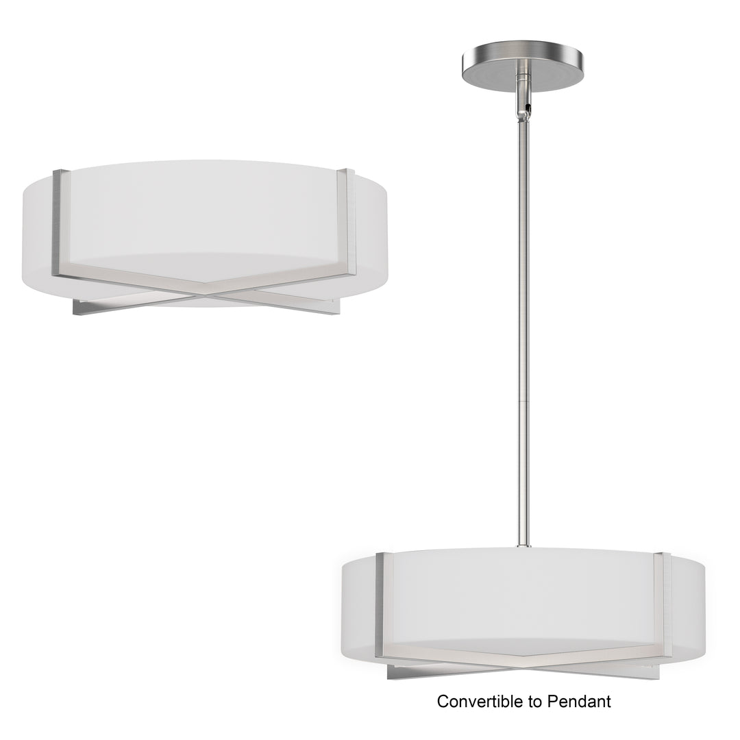 Dexter 15" LED Flush Mount/ Pendant Convertibie White / Satin Nickel alternate view