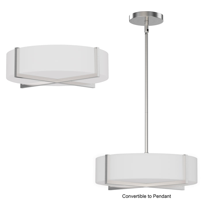 Dexter 15" LED Flush Mount/ Pendant Convertibie White / Satin Nickel alternate view