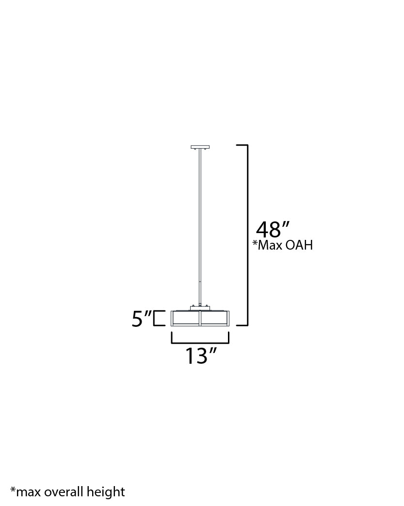 Dexter 15" LED Flush Mount/ Pendant Convertible dimensions diagram