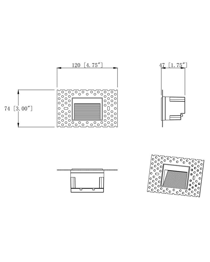 Path Trimless Step Light - 3CCT dimensions diagram