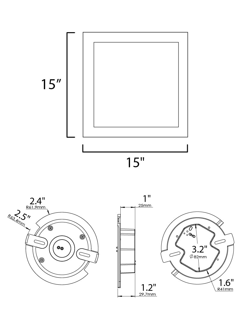 Wafer SQ LED Surface Mount dimensions diagram