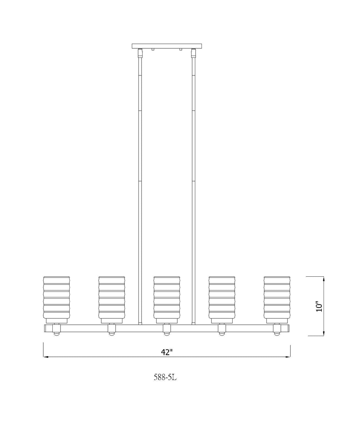 Tahoe - 5 Light Outdoor Linear Chandelier