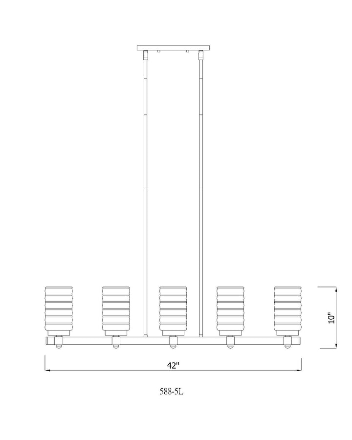 Tahoe - 5 Light Outdoor Linear Chandelier