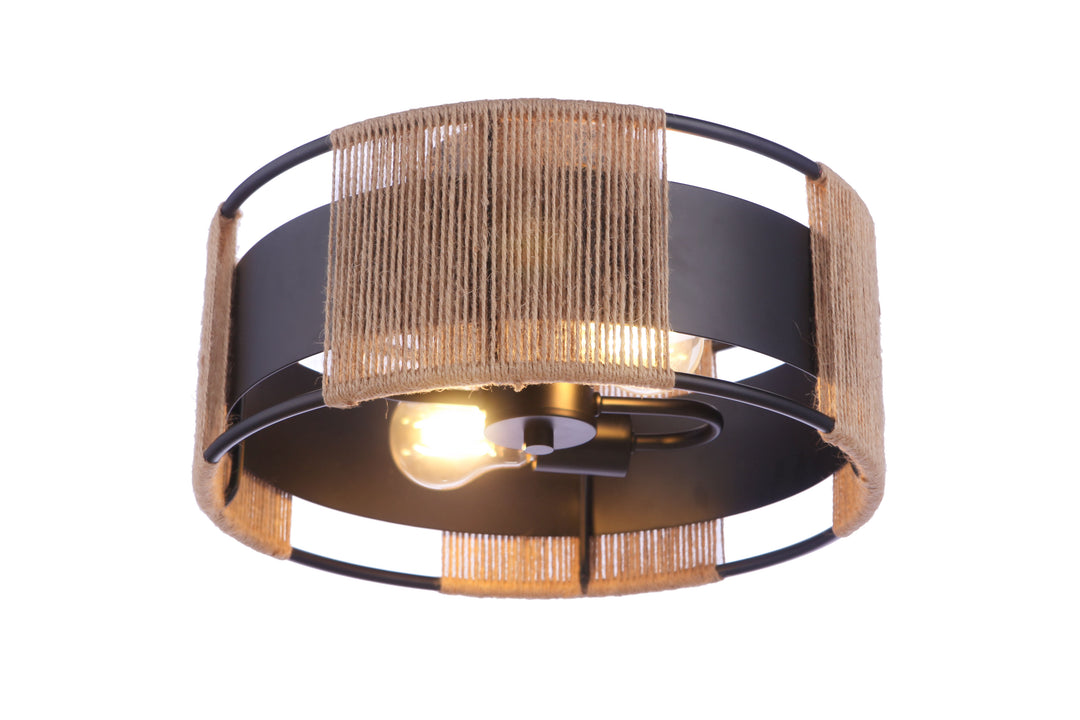 Kensey 2-Light Semi-Flush Mount in Flat Black by Craftmade