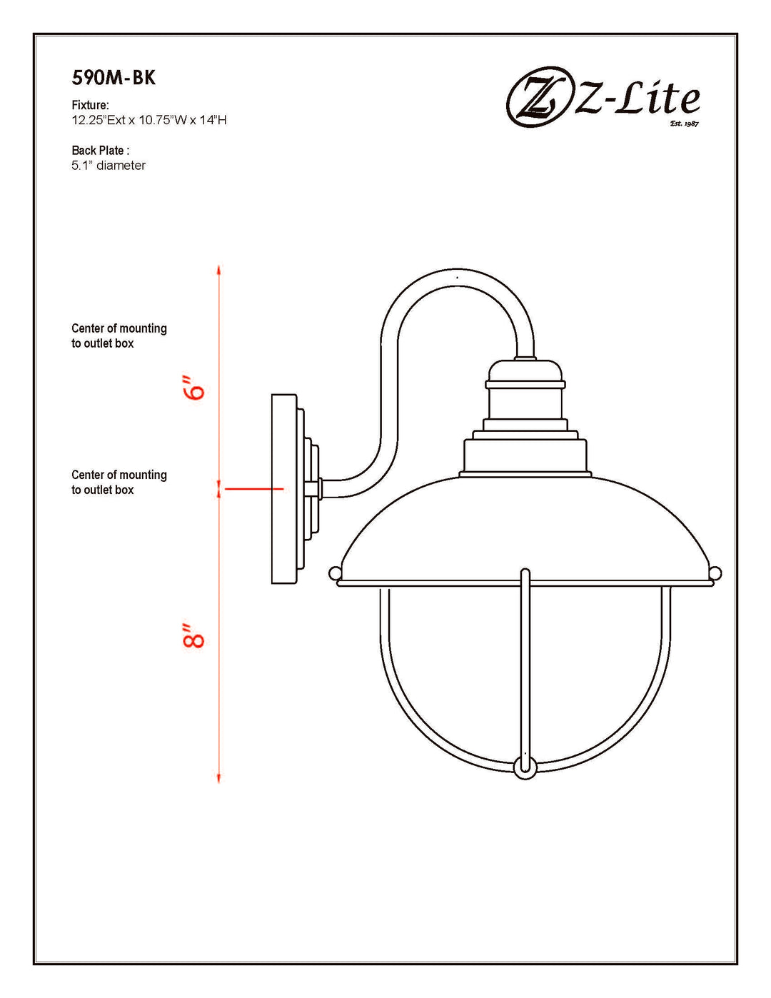 Ansel - 1 Light Outdoor Wall Light
