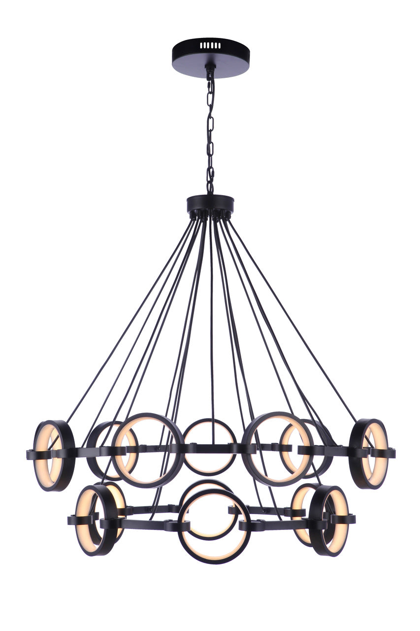 Context Ring Tier LED Chandelier in Flat Black by Craftmade
