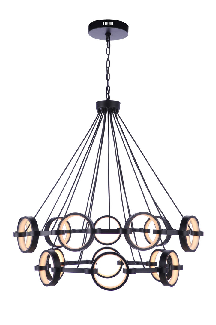 Context Ring Tier LED Chandelier in Flat Black by Craftmade