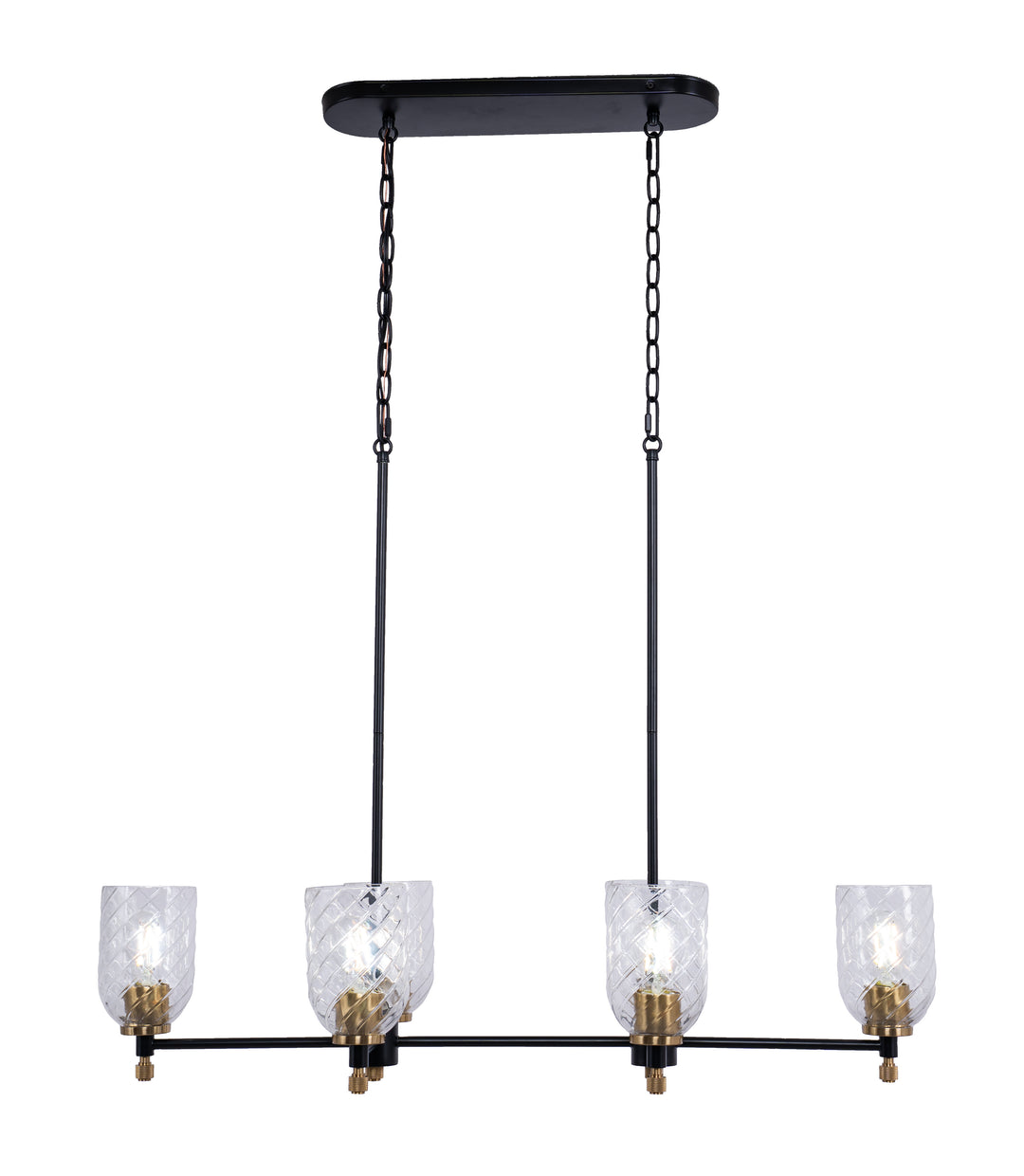 Council 6-Light Island Light in Flat Black/Satin Brass / Clear With Swirl Textured Glass by Craftmade