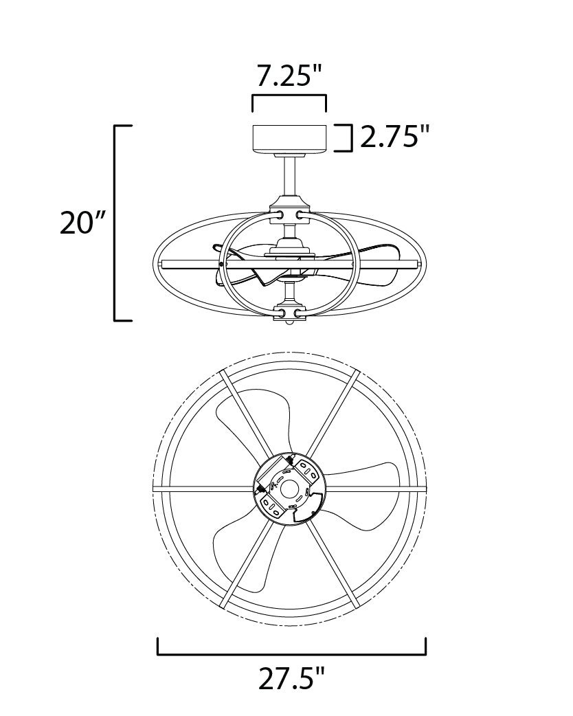 Corona WiFi-enabled LED Fandelight dimensions diagram