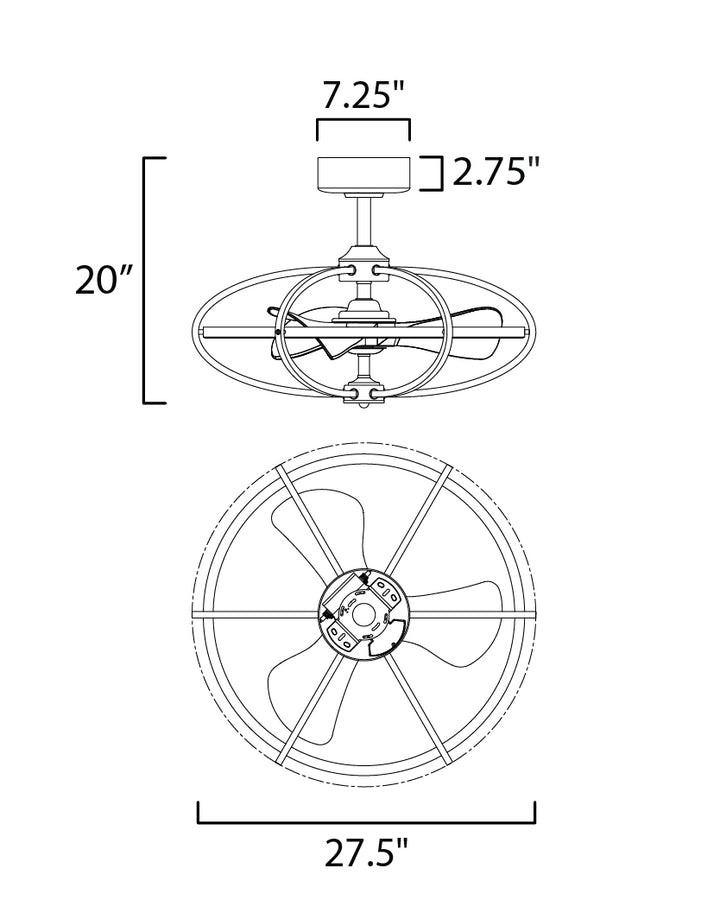 Corona WiFi-enabled LED Fandelight dimensions diagram