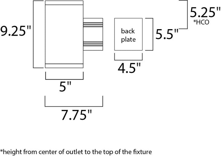 Lightray Wall Sconce dimensions diagram