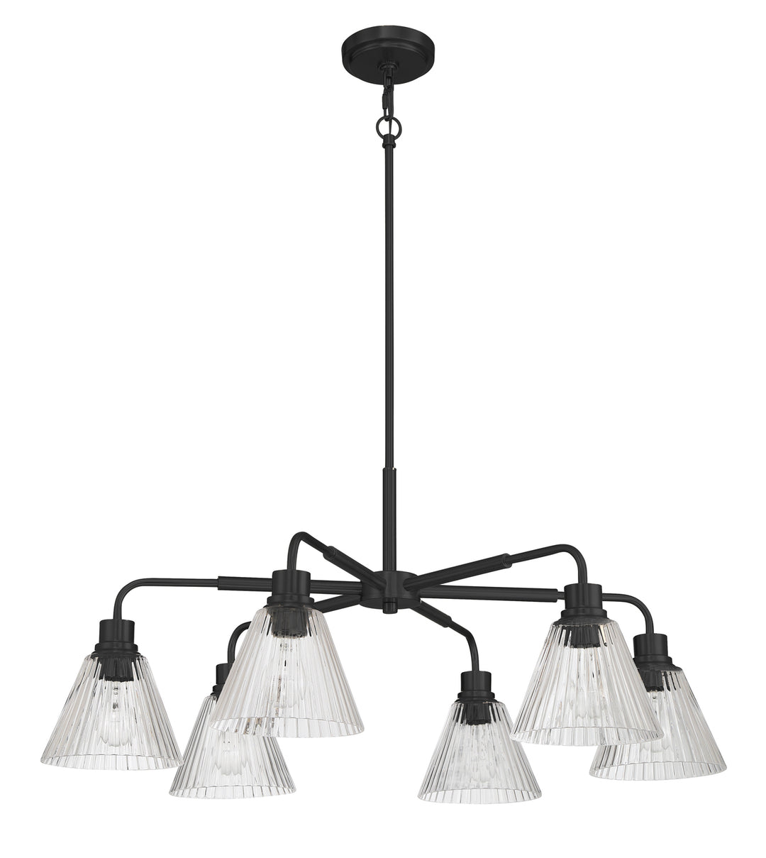 Pleated Chandelier in Flat Black by Craftmade