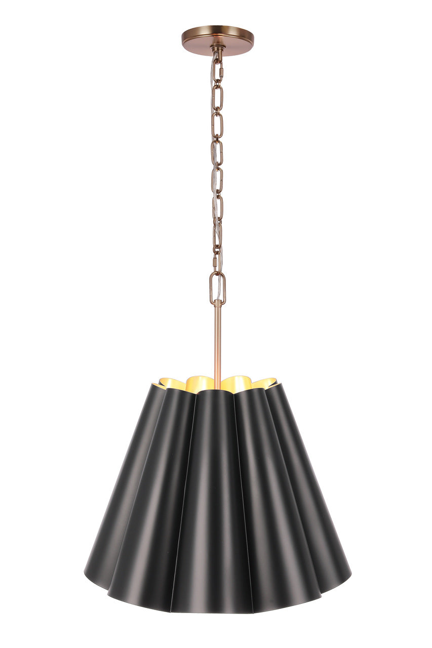 Poppie 3-Light Pendant in Flat Black/Satin Brass by Craftmade