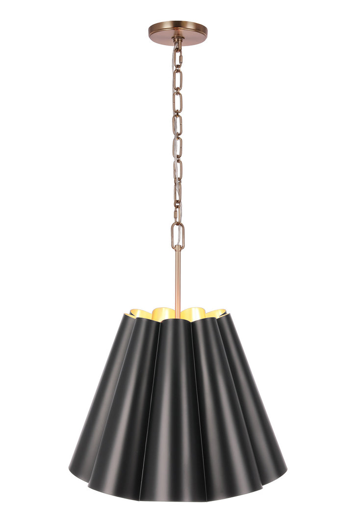 Poppie 3-Light Pendant in Flat Black/Satin Brass by Craftmade