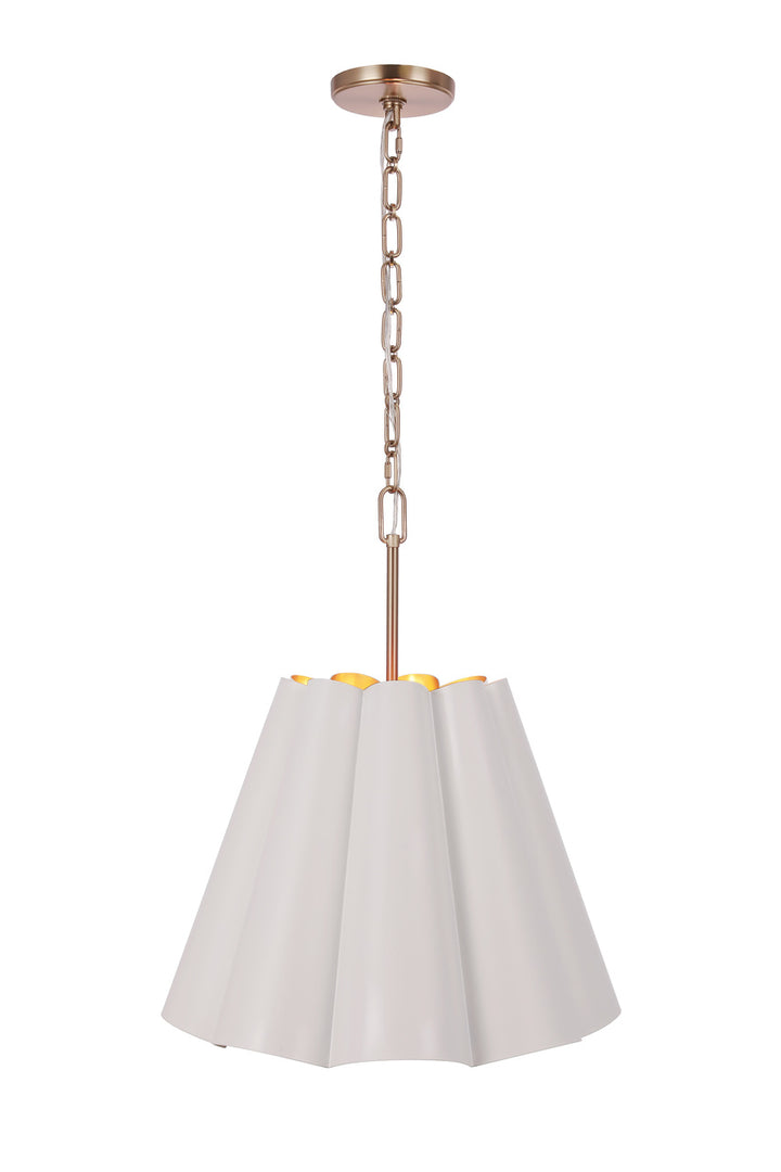 Poppie 3-Light Pendant in White/Satin Brass by Craftmade